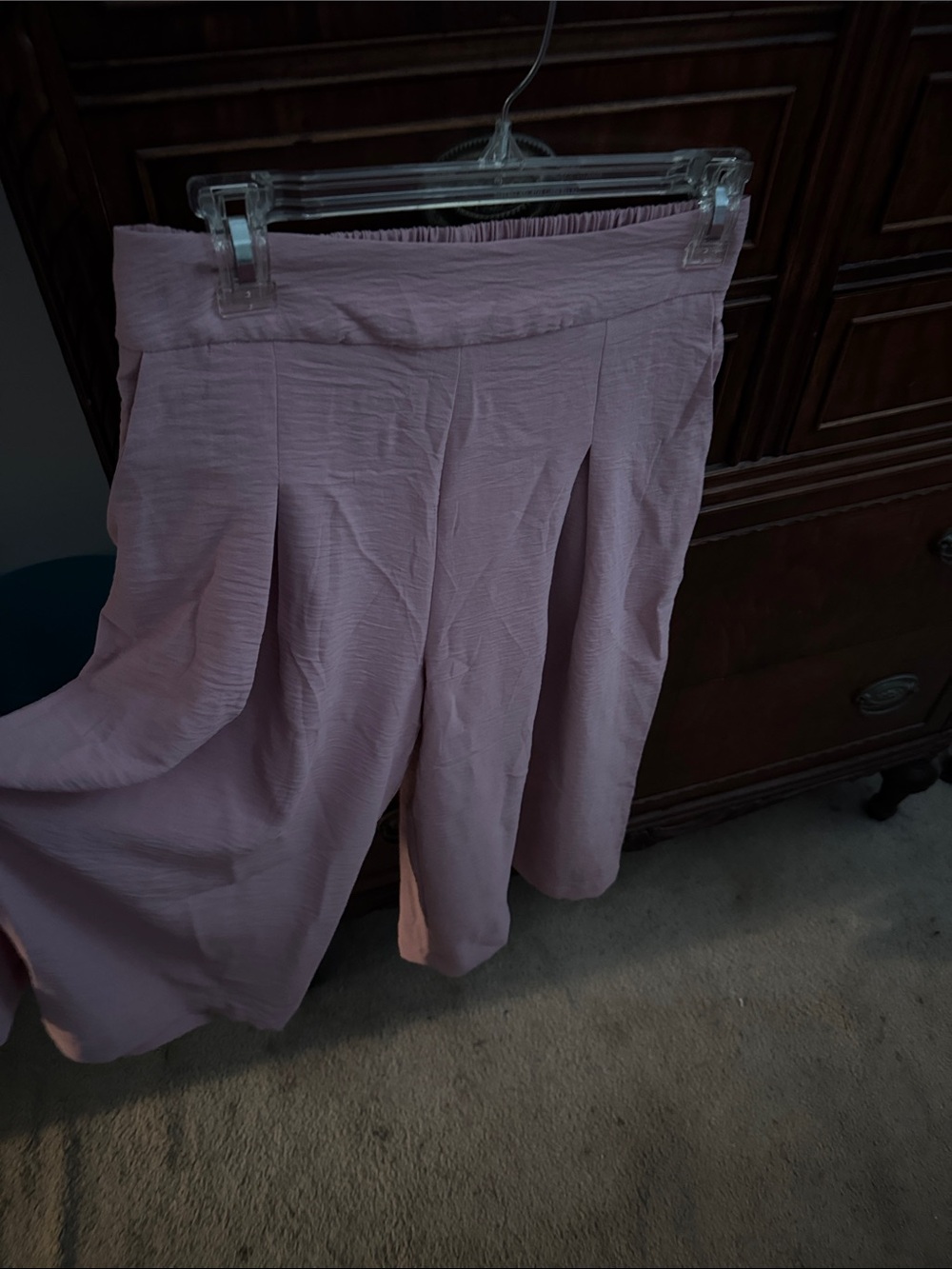 Mauve Wide-Leg Cropped Trousers